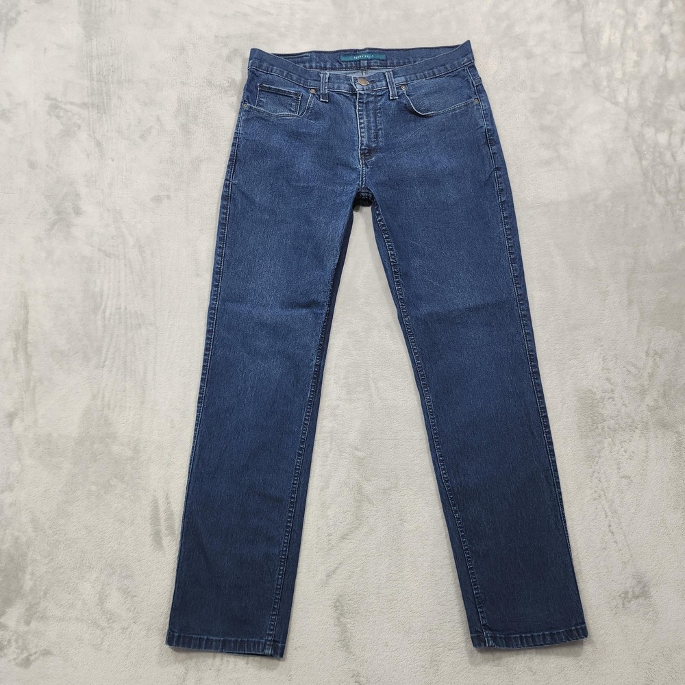 Perry Ellis Jeans Mens 32x30 Blue Medium Wash Straight Stretch Denim Casual
